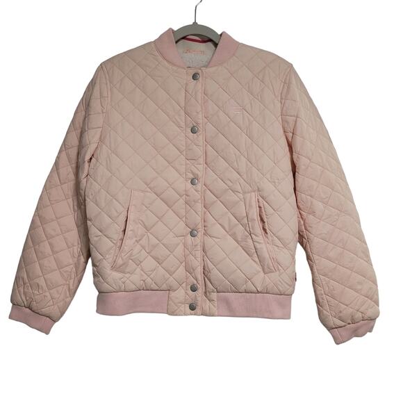 Levi's Jackets & Blazers - NWT Levi's Pink Peach Blush Diamond Quilted Bomber Jacket Snaps Pockets Small